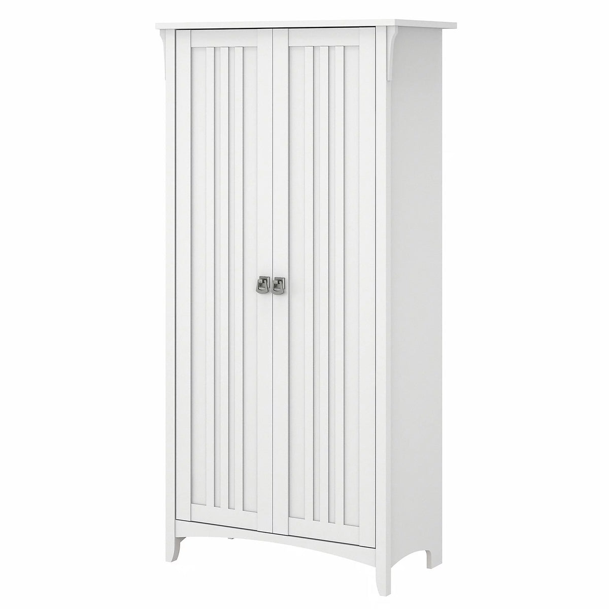 White Engineered Wood Kitchen Pantry Cabinet with Doors I1283