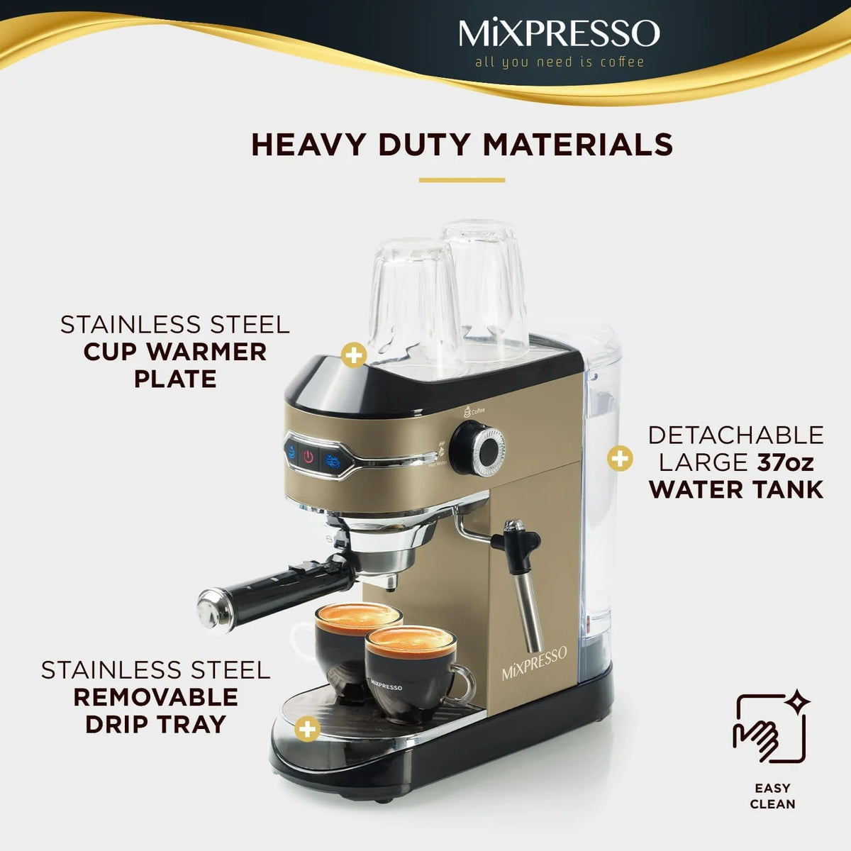 Automatic Espresso Machine with Milk Frother 15-Bar, 37-Oz Red X842