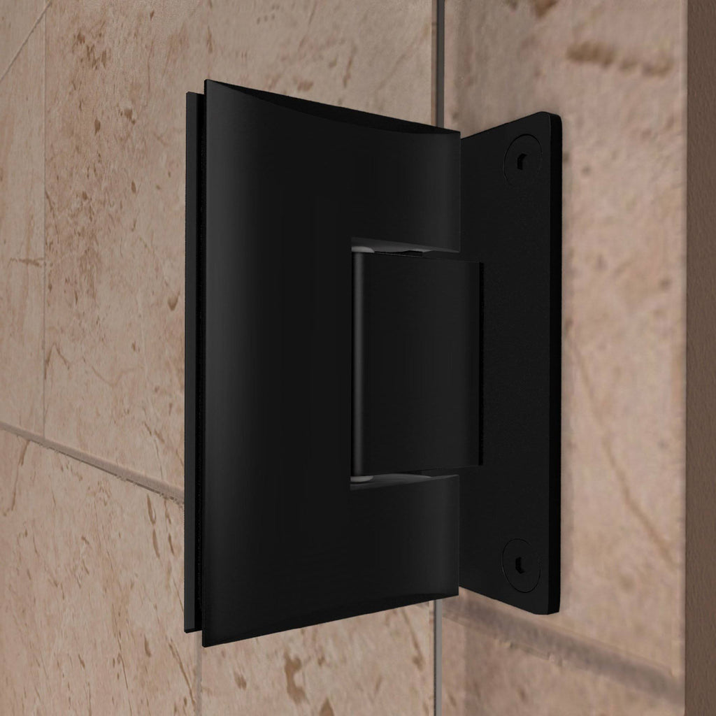 Satin Black Frameless Hinged Shower Door with Shelves W221534