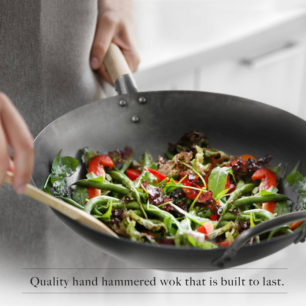 14 inch Carbon Steel Hand Hammered Wok K744379