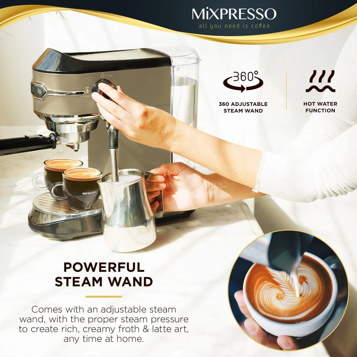Automatic Espresso Machine with Milk Frother 15-Bar, 37-Oz Red X842