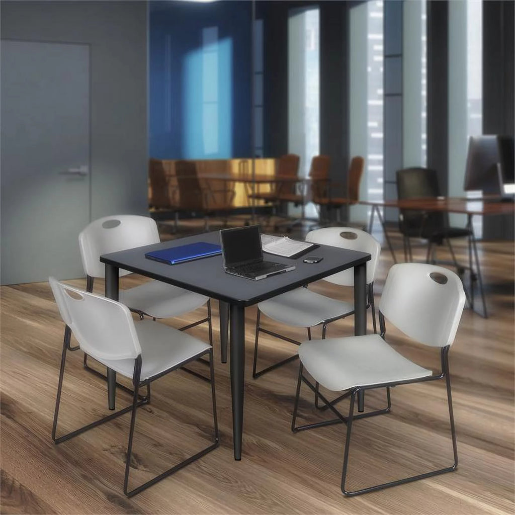 48" Square Breakroom Table & 4 Stack Chairs P422885