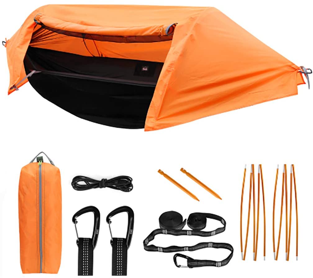 Orange Lightweight Camping Hammock Tent with Mosquito Net and Rainfly U7617