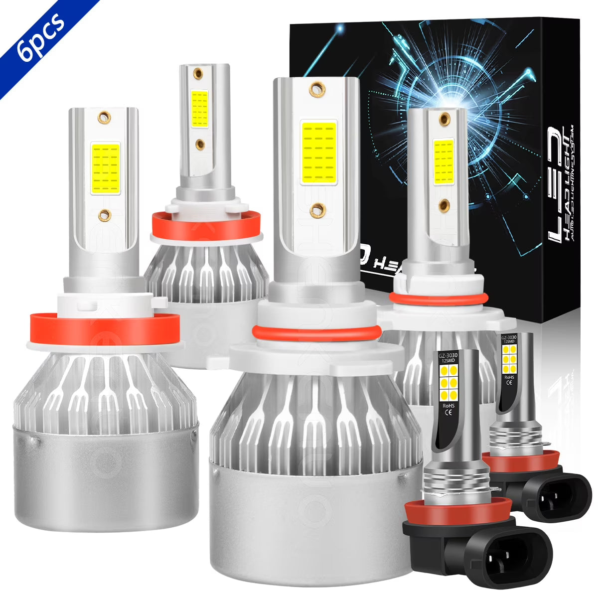 White LED Headlight Fog Light Bulbs Kit B1404