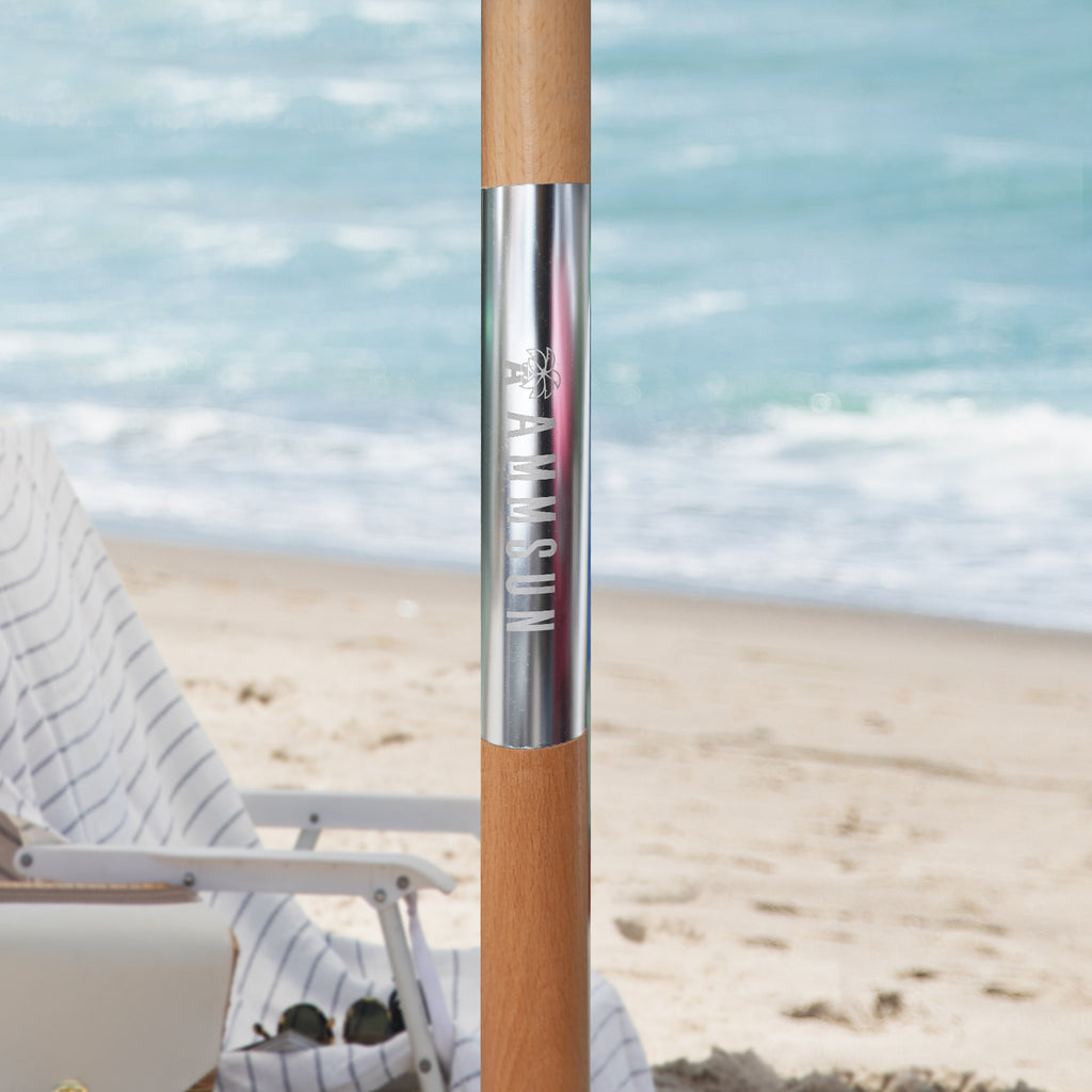 6.5ft Boho Fringe Beach Umbrella with Tassel Wood Pole UPF50+ UV Protection, Green F40301