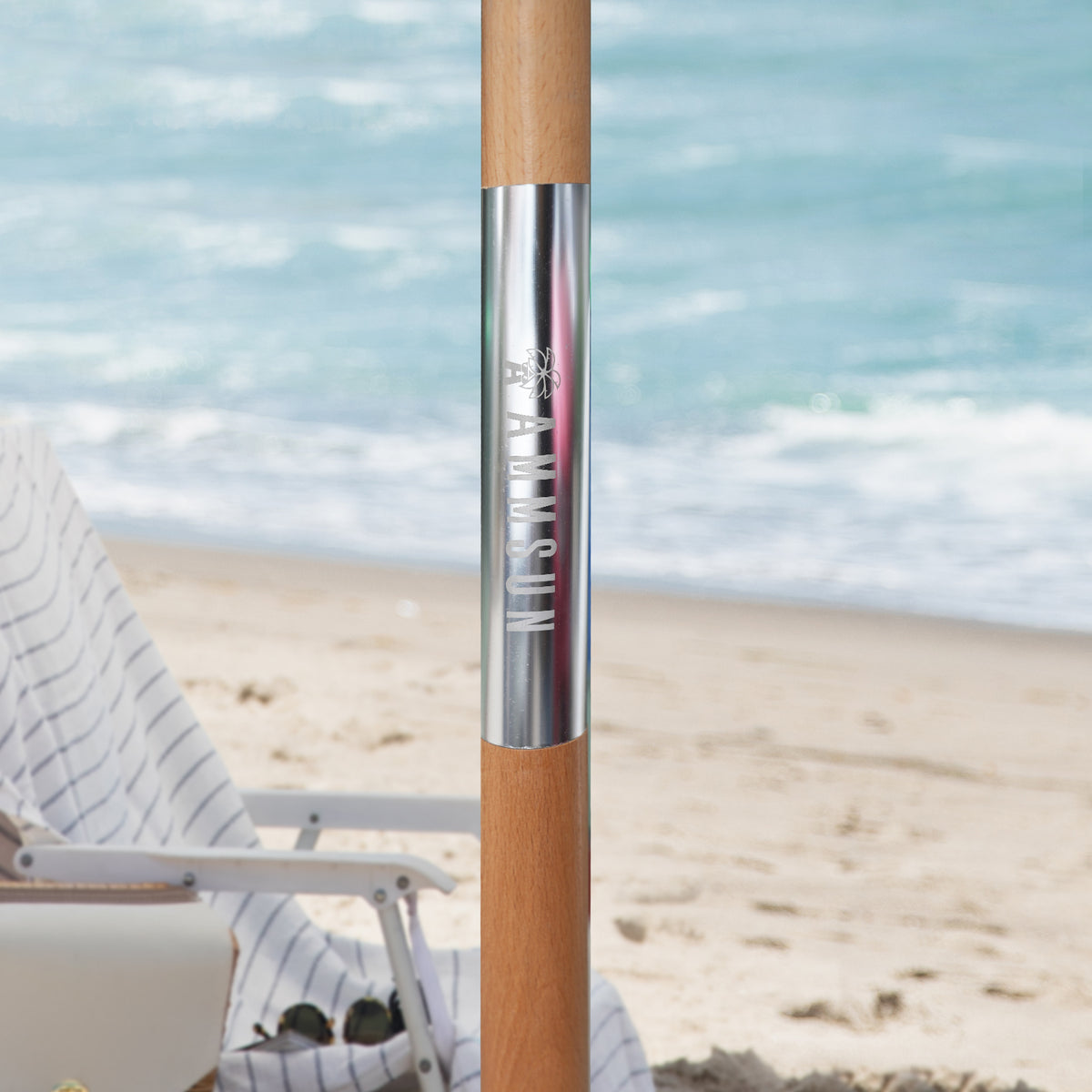 6.5ft Boho Fringe Beach Umbrella with Tassel Wood Pole UPF50+ UV Protection, Green F40301