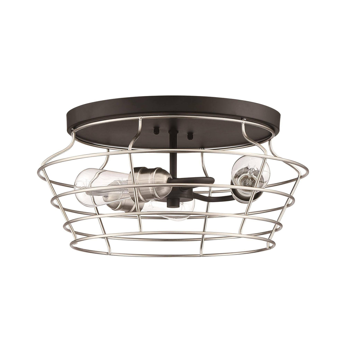 Three Light Cage Flush Mount D709419