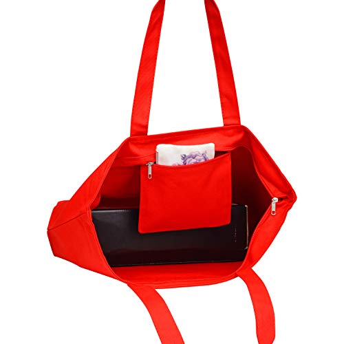 6 Pack Large Canvas Tote Bag with Zippered Closure E66457