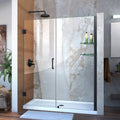 Satin Black Frameless Hinged Shower Door with Shelves W221534