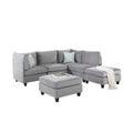 Gray Velvet 6Pc Modular Reversible Sectional Sofa S5137