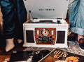 Wood 8-in-1 Bluetooth Record Player with USB Encoding and 3-speed Turntable - White C605070