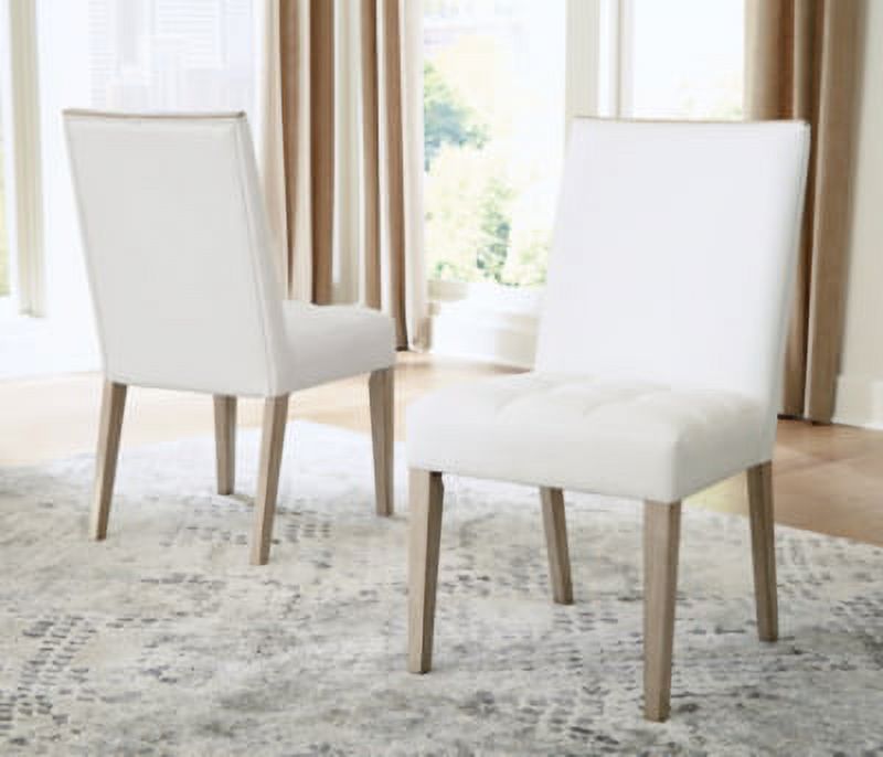 White & Beige Upholstered Side Chair, 2 Count X37964