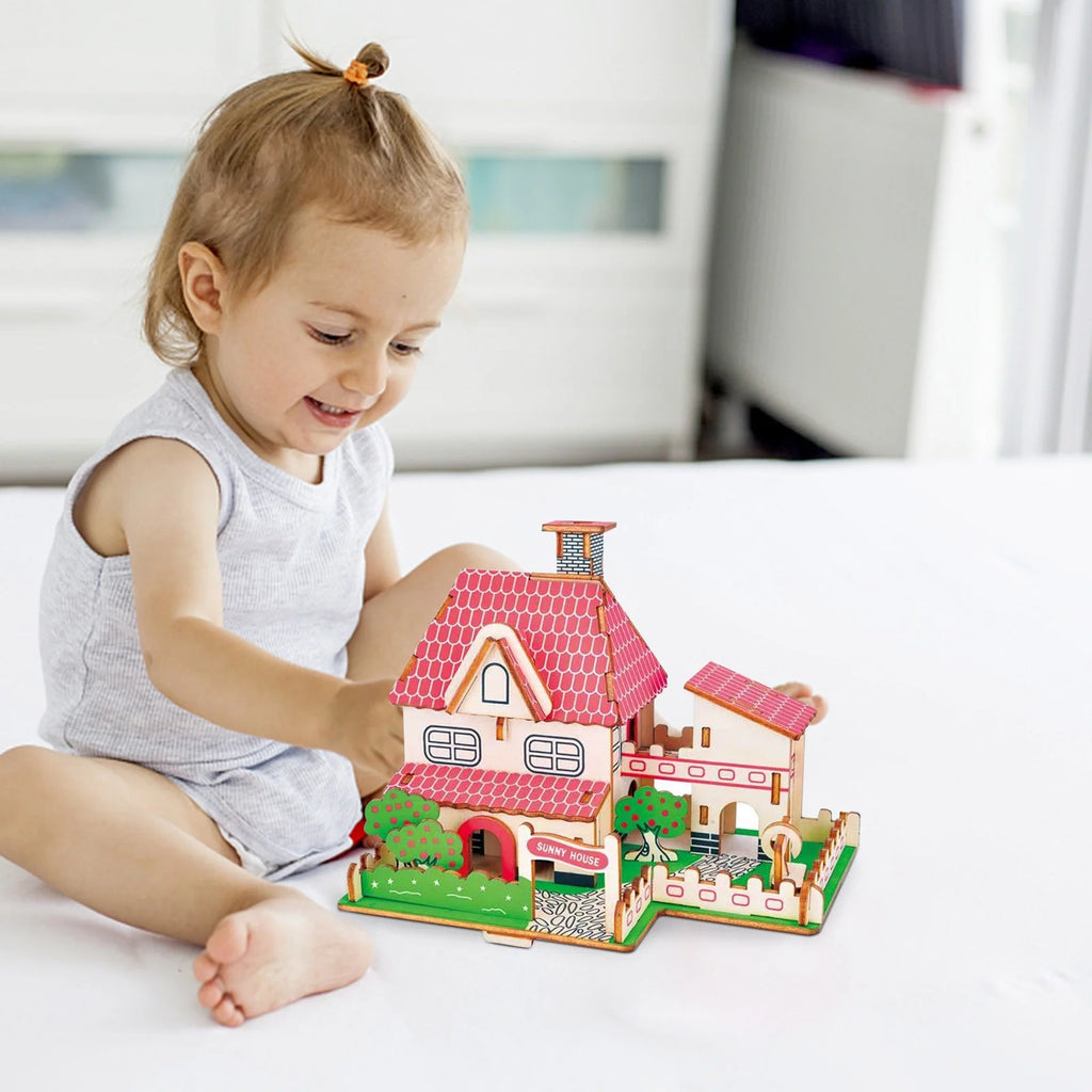 45Pcs 3D Wooden Puzzles DIY Building Model Toys N407
