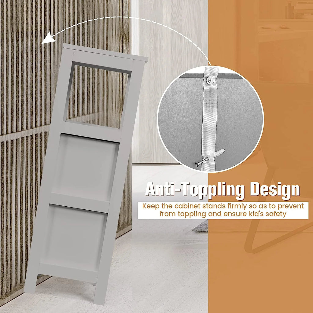 Bathroom Storage Cabinet, Freestanding Wooden Side Storage Cabinet with 2 Adjustable Drawers R9213