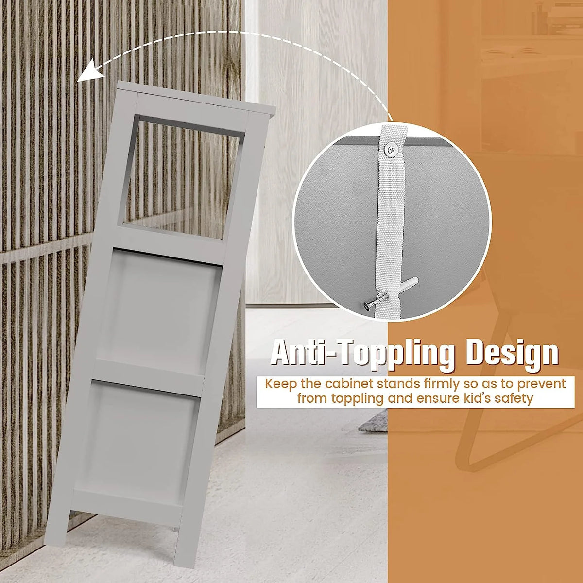 Bathroom Storage Cabinet, Freestanding Wooden Side Storage Cabinet with 2 Adjustable Drawers R9213