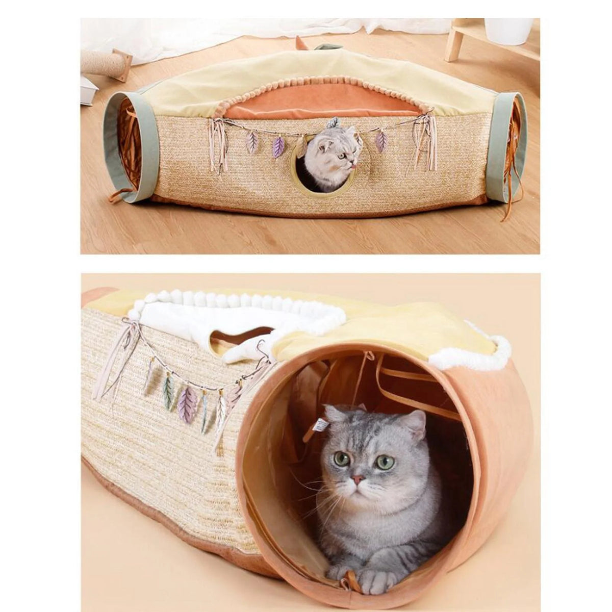 Orange and Green Folding Cat Tunnel Tube Maze L511524