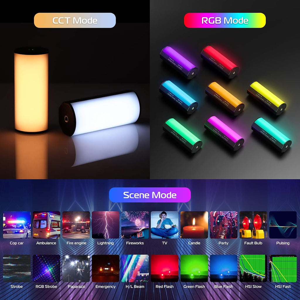 2 Pack Handheld RGB LED Video Light Wand with LCD P68387
