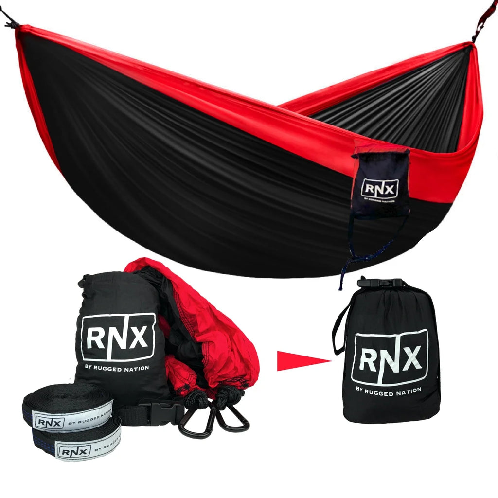 Red Portable Double Hammock Lightweight Parachute Nylon W826