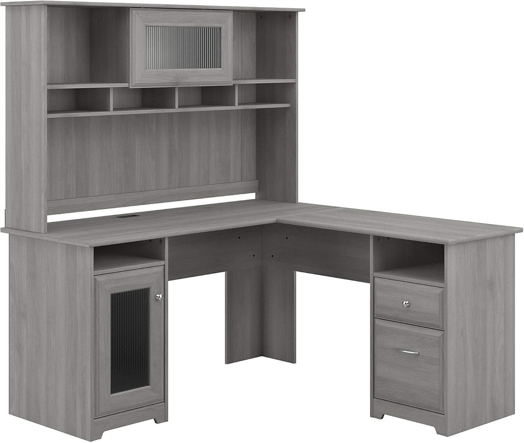 Modern Gray L Shape Desk with Hutch Q8210