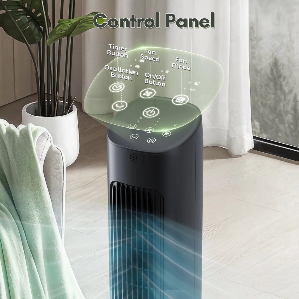 Black 30 Oscillating Tower Fan with 8 Speeds D690039