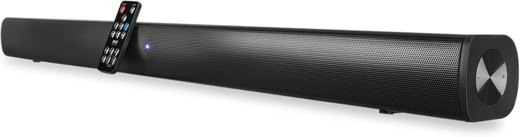 Pyle Wave Base Sound Bar with Bluetooth for TV Tabletop Digital Audio Speaker System with Remote Control, Inputs AUX, Optical in, USB - PSBV110B D6508