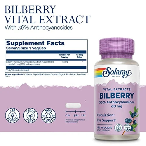 Bilberry Berry Extract 60 mg 120 VegCaps V78771