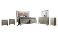 Champagne Silver Wood 6pc Bedroom Set Eastern King A29196