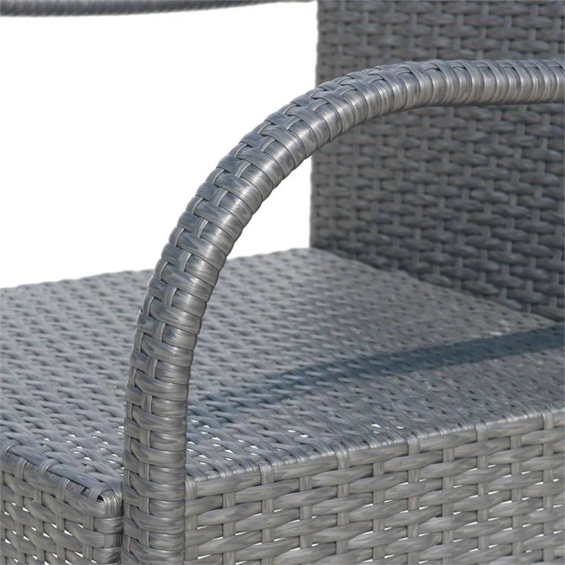 Gray Wicker Barstool Chair (Set of 2) E8886
