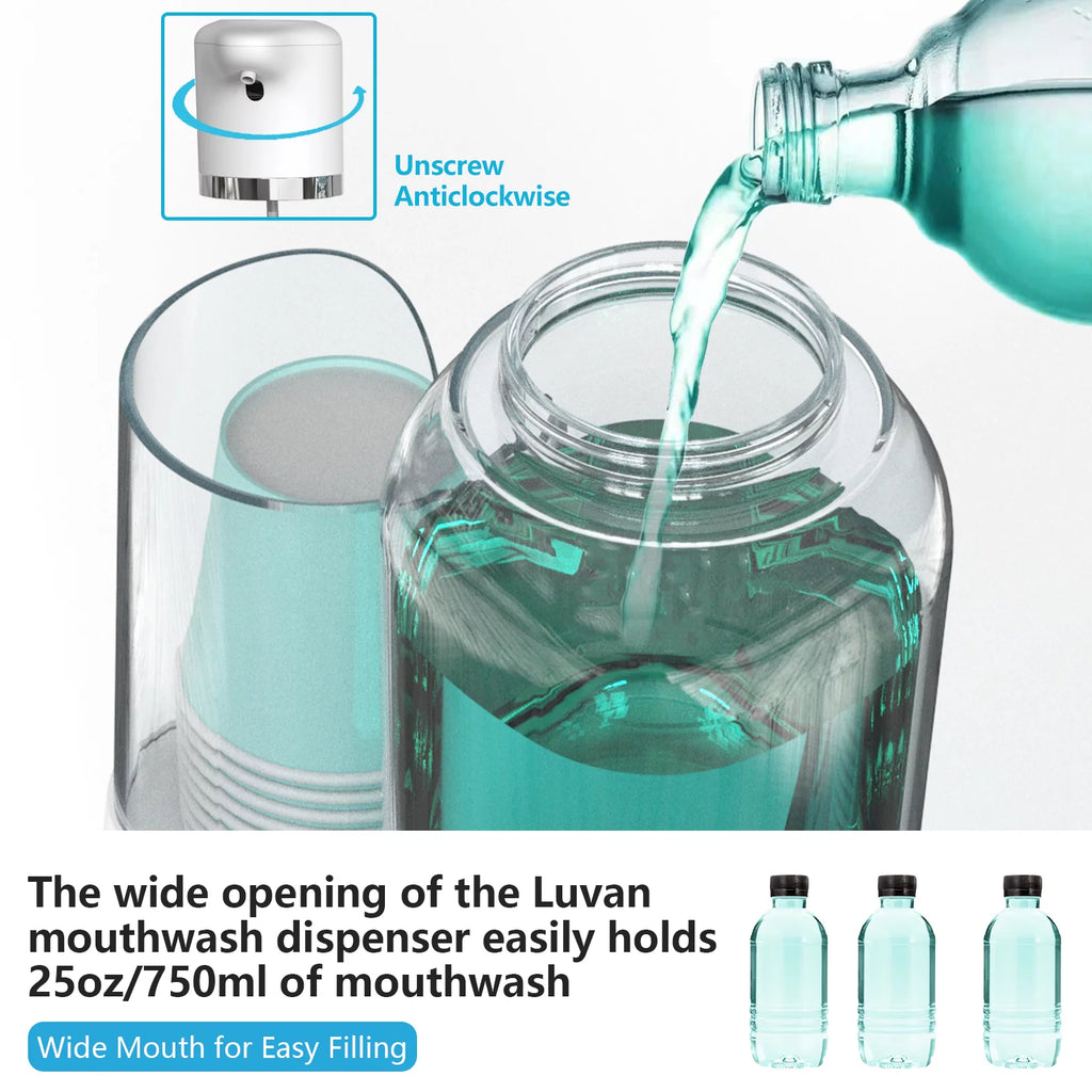 25oz Electric Mouthwash Dispenser with Cup Holder C4236