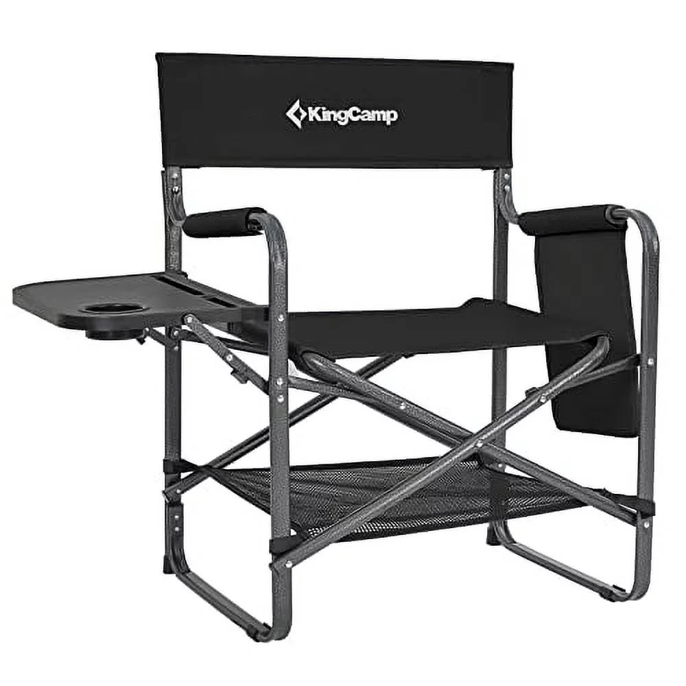 Folding Camping Chair with Side Table and Storage Pockets Black D93582