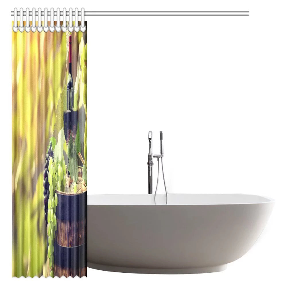 Fabric Bathroom Shower Curtain Set with Hooks, 66 X 72 Inches R725
