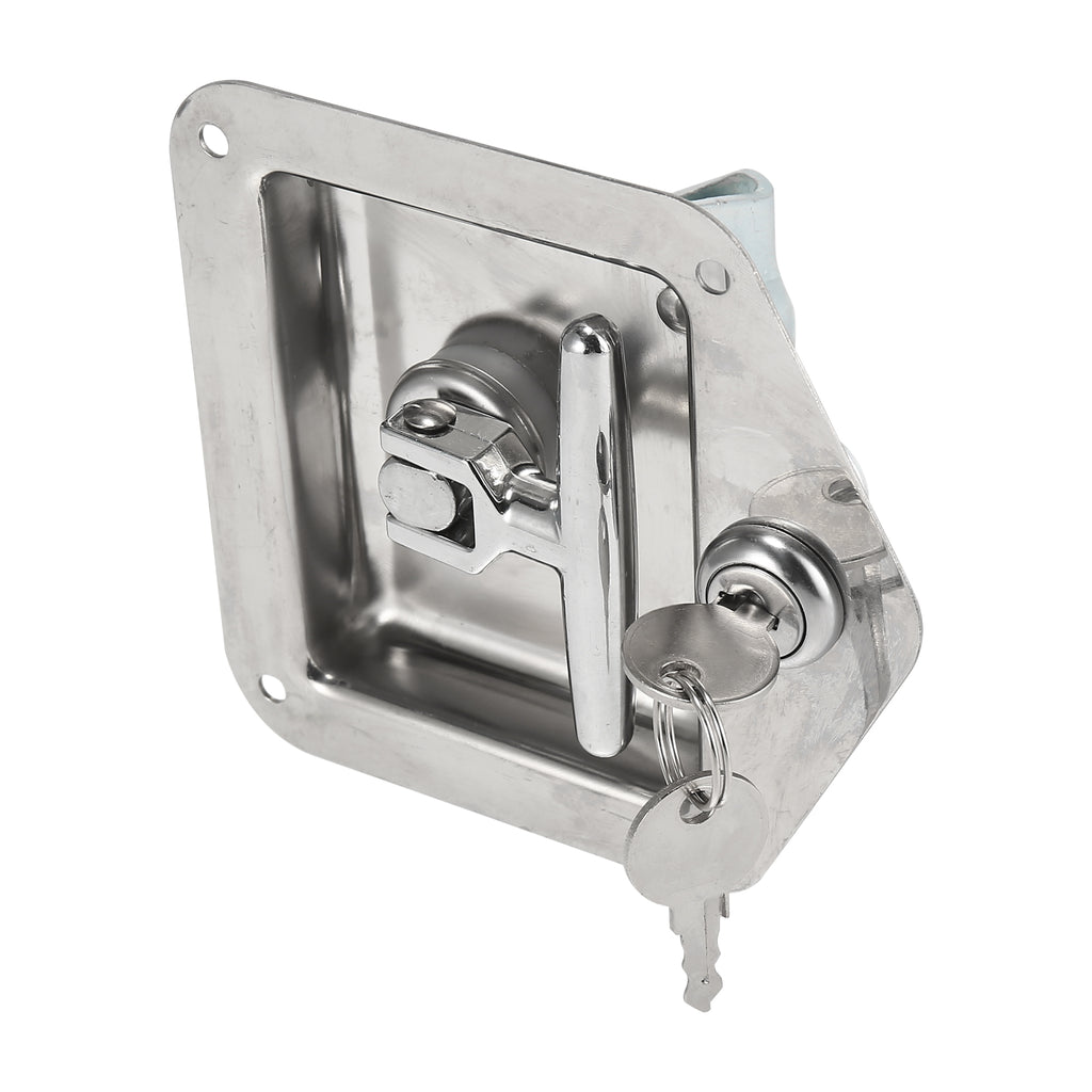 Stainless Steel Folding T Shaped Handle Tool Box Lock with Gasket and Keys K84033