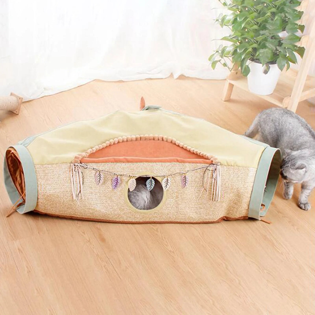 Orange and Green Folding Cat Tunnel Tube Maze L511524