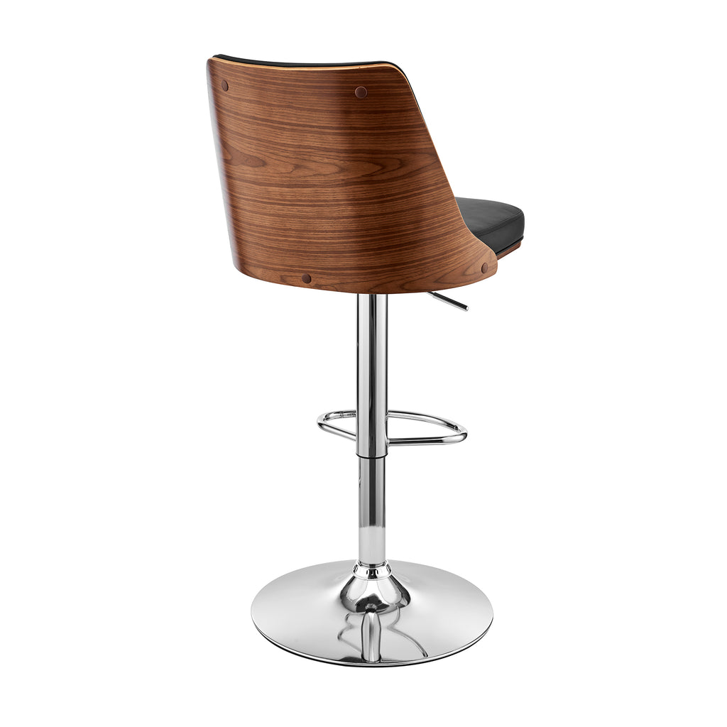 Faux Leather/Wood Swivel Bar Stool in Black/Walnut Z95923