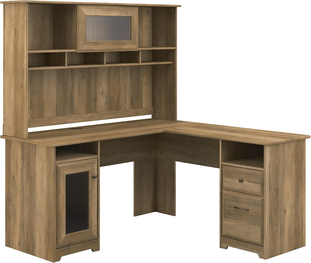 Modern Gray L Shape Desk with Hutch Q8210