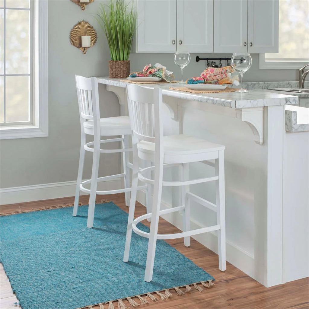 White Wood Barstools Set of 2 N3009