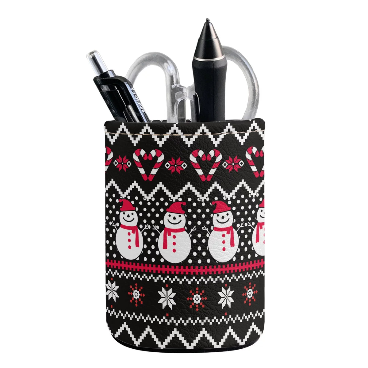 Christmas Pencil Holder Desk Drawer Organizer Leather Pen Container U665171