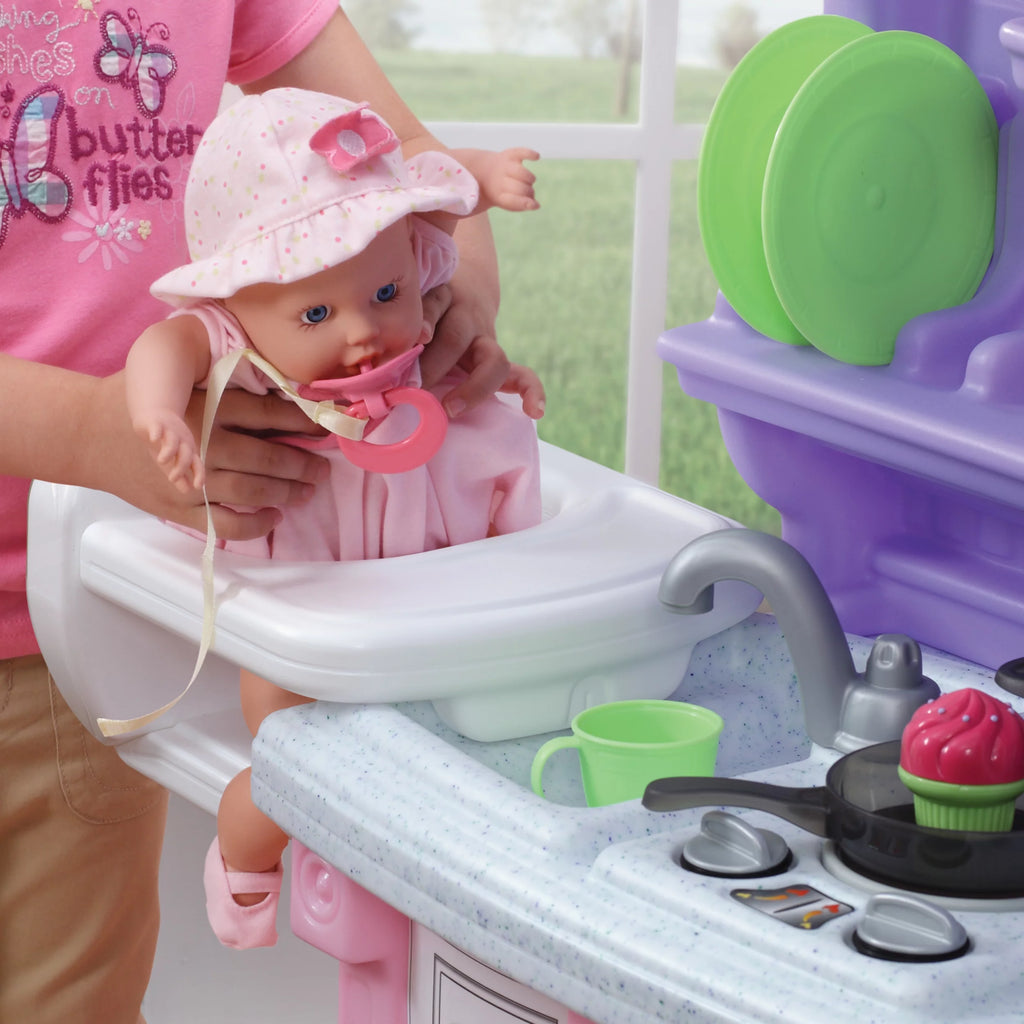 Pink Toddler Plastic Kitchen Playset with 30 Piece Play Set H98869