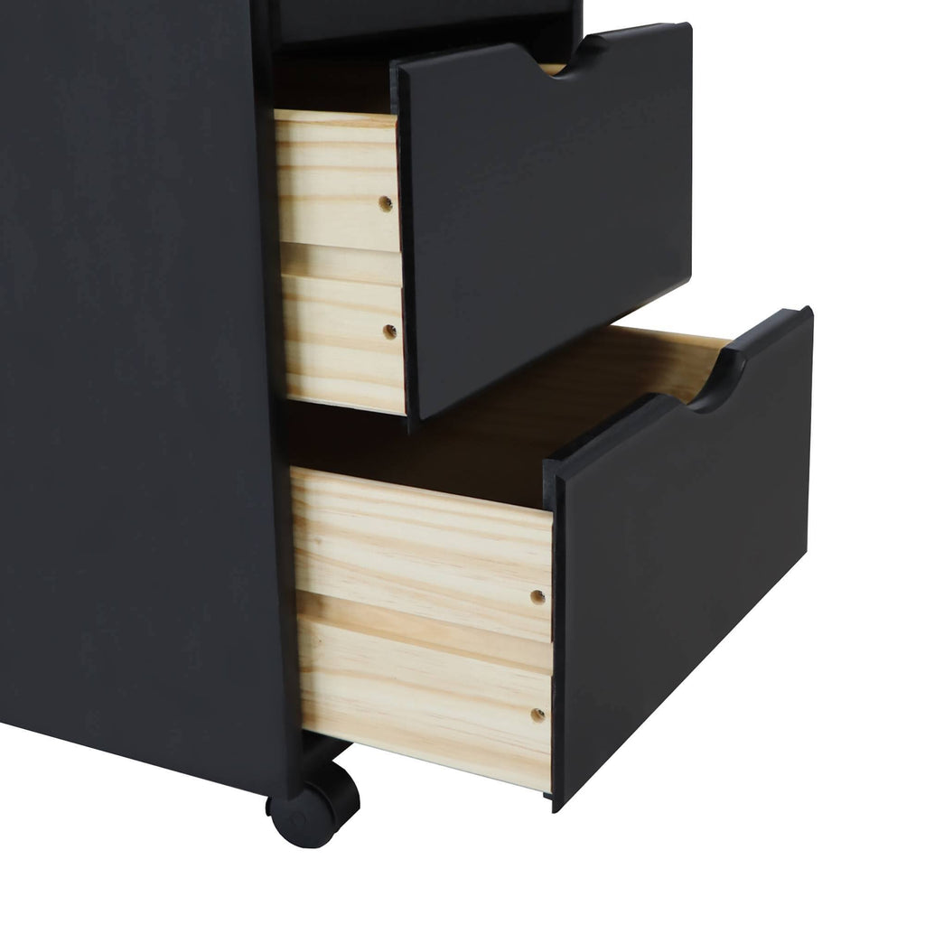 6+2 Drawer Wide Roll Cart - Black P3810
