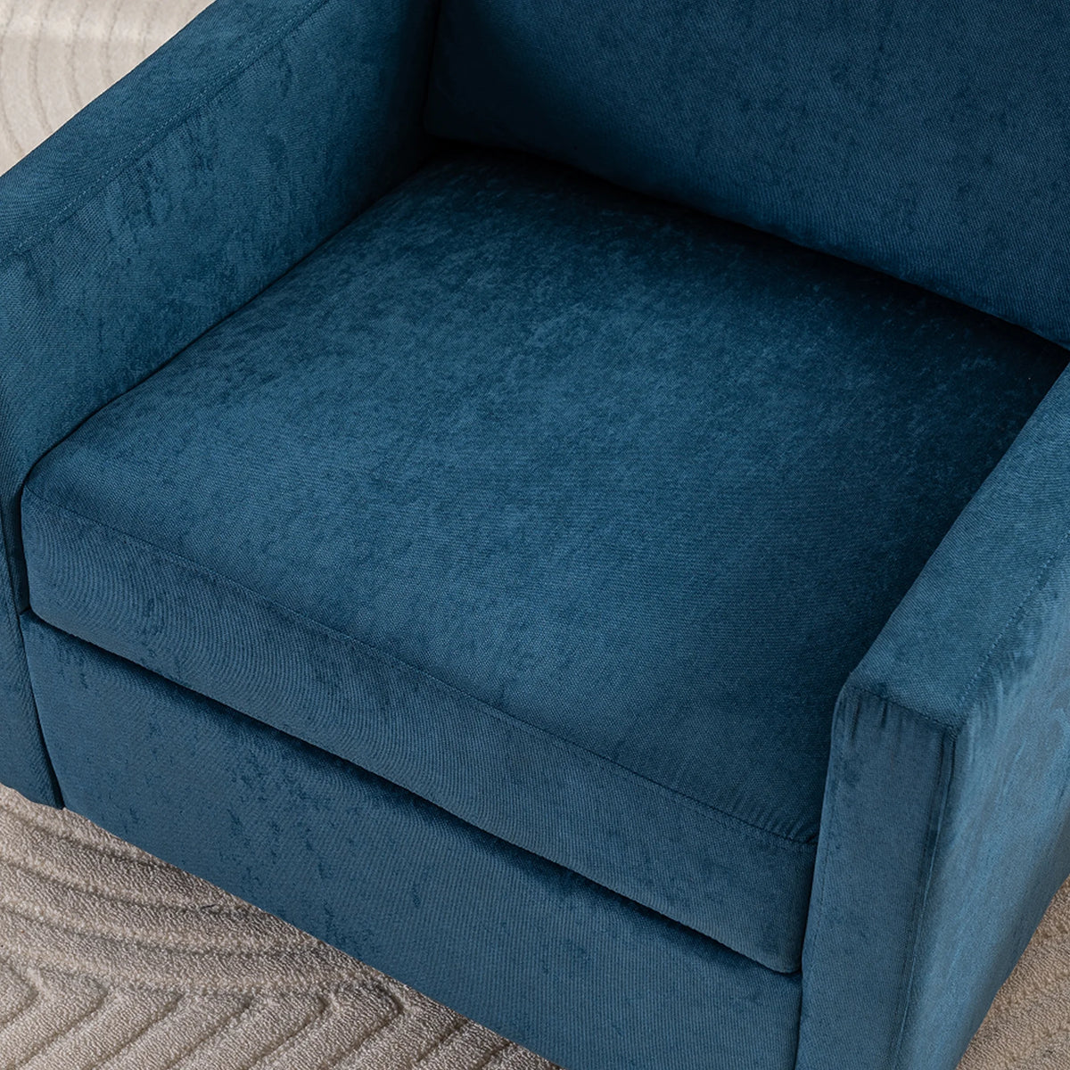 Navy Blue Linen Fabric Swivel Accent Chair E592153