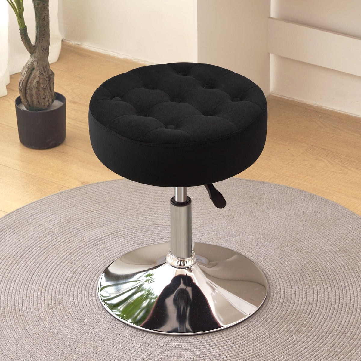 Adjustable Vanity Stool White Metal Frame U25153