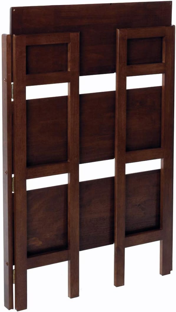 Antique Walnut/Black 3-PC Folding Bookcase with Fabric Basket I308224