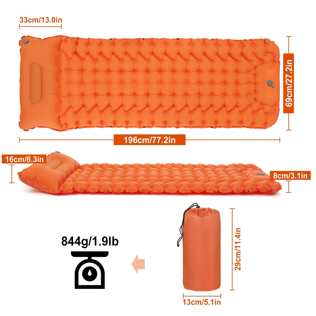 Ultralight Waterproof Camping Air Mattress Sleeping Pad with Built-in Pump W995755