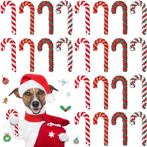 24 Pieces Christmas Dog Rope Toys Y88318
