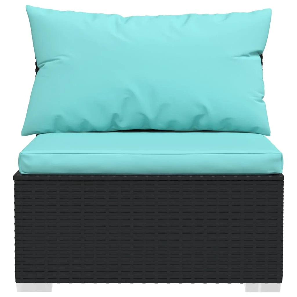 2 Piece Patio Furniture Set with Cushions Poly Rattan Black S8675