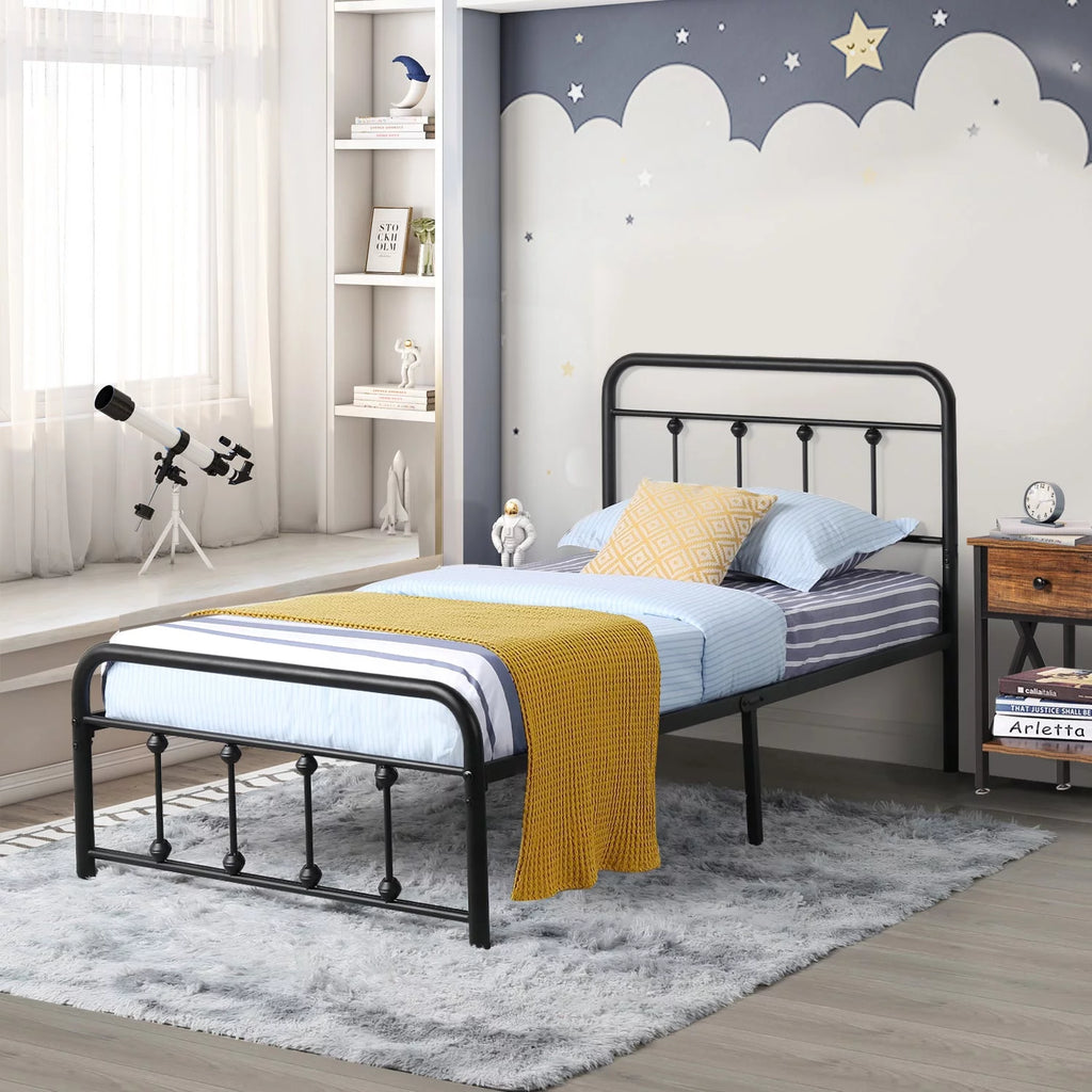 3-Piece Bedroom Set with Metal Bed Frame and 2 Nightstand J177914