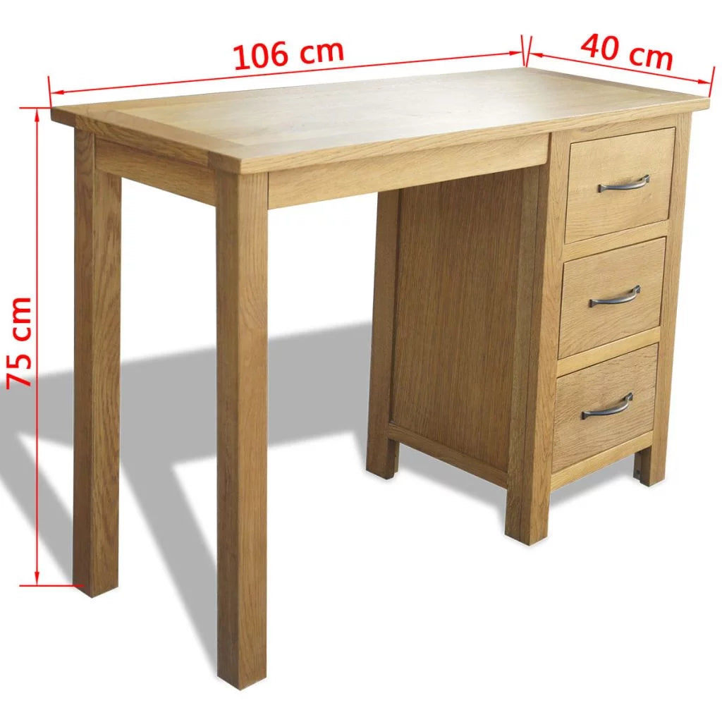 Solid Oak Wood Desk with 3 Drawers B2942