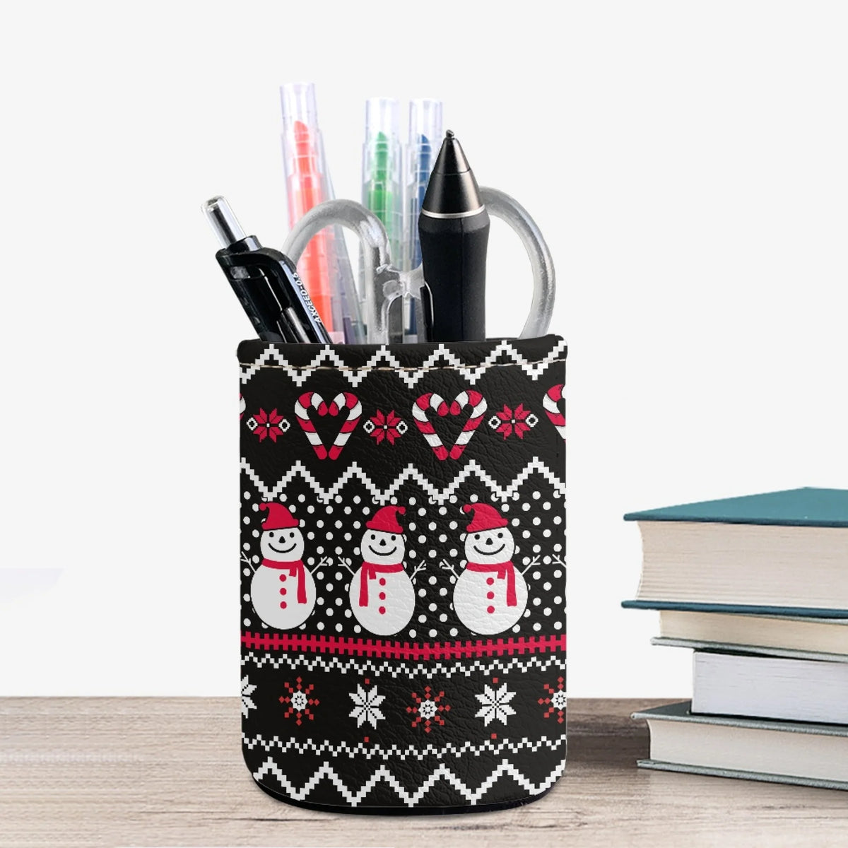 Christmas Pencil Holder Desk Drawer Organizer Leather Pen Container U665171