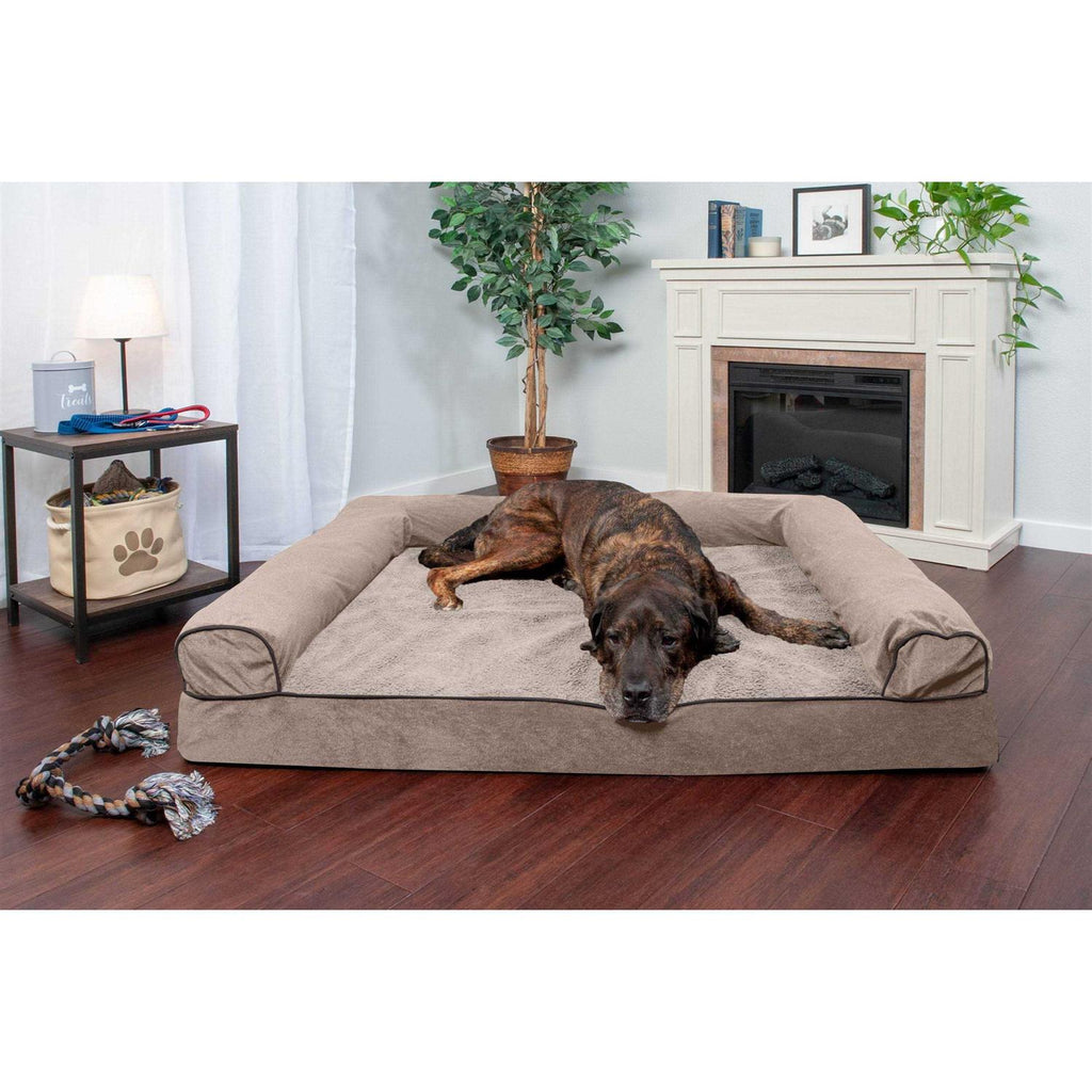 Faux Fleece Chenille Sofa Pet Bed W402944