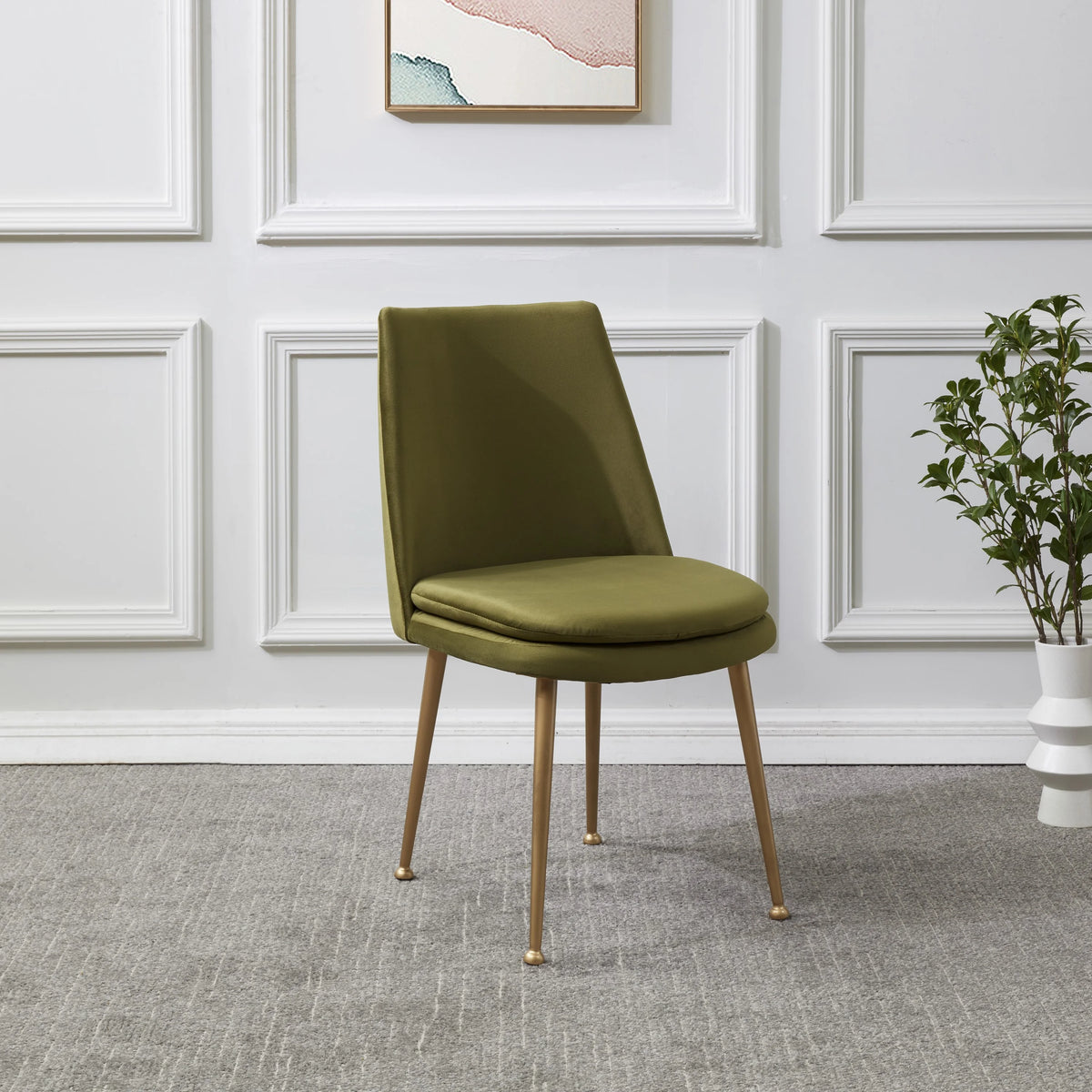 Olive Green Velvet Dining Chair I2295